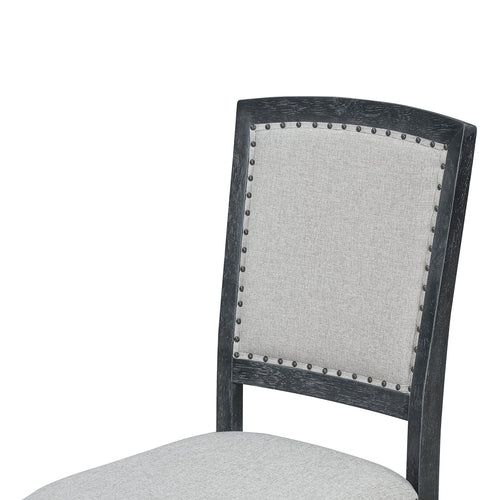Rustic Extendable Dining Table Set with Removable Leaf, 6 Upholstered