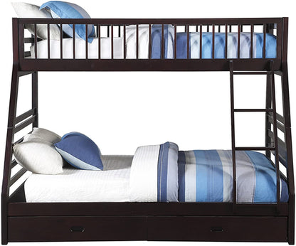 XL Twin Over Queen Bunk Bed With Drawers Espresso Finish