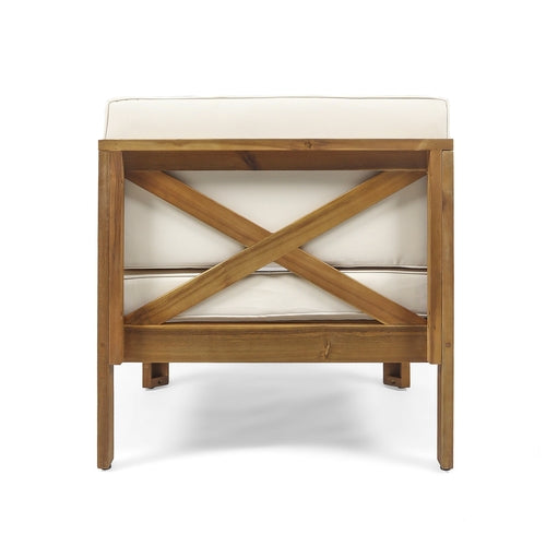 ALCOVE L-Shape Sofa Set Beige Acacia Wood with Water-Resistant