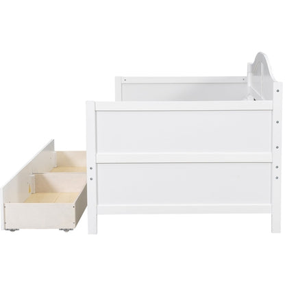 Twin Wooden Daybed with 2 drawers, Sofa Bed for Bedroom Living Room,No