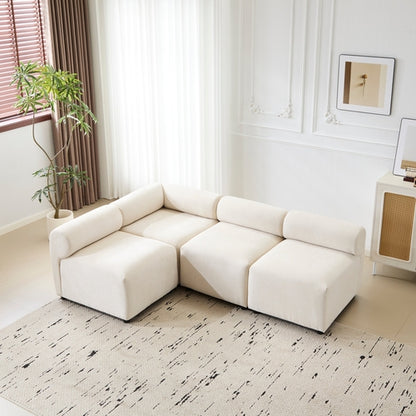 Modular Chenille Sectional Sofa – Modern Curved Upholstered Couch for