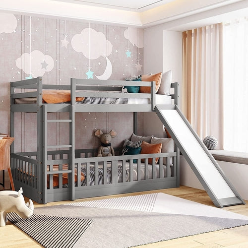 Twin Metal Bunk Bed Frame Black With Convertible Ladder
