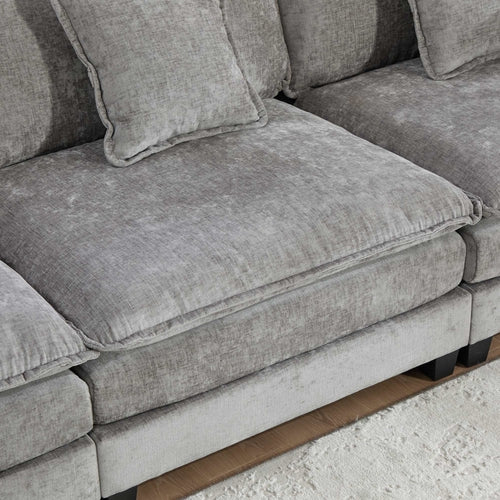 Cloud Sofa Modern Sectional Couch, Double Layer Upholstered Chenille