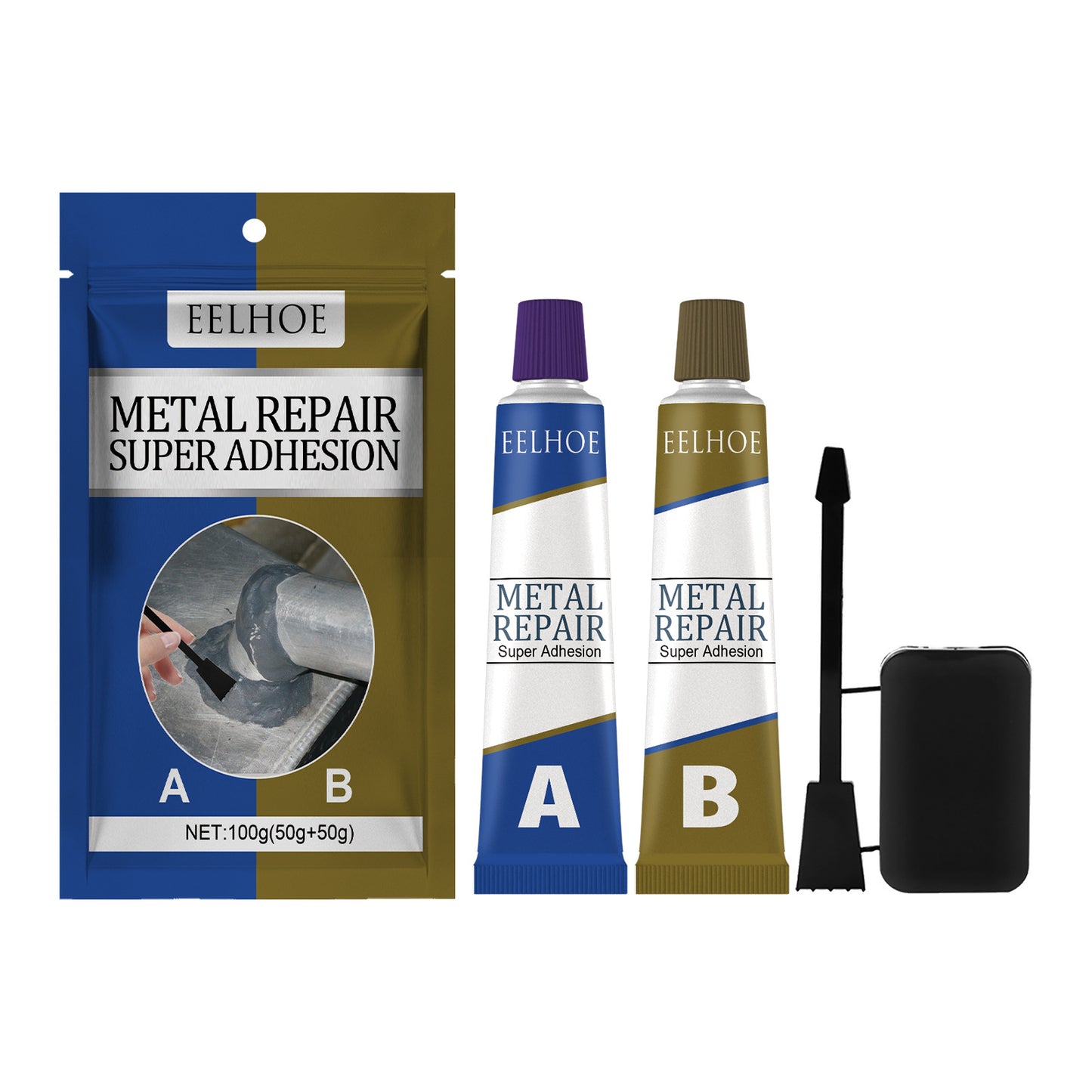EELHOE Metal Repair Glue, Crack Plugging Quick Dry High Temperature Welding Metal Repair Agent