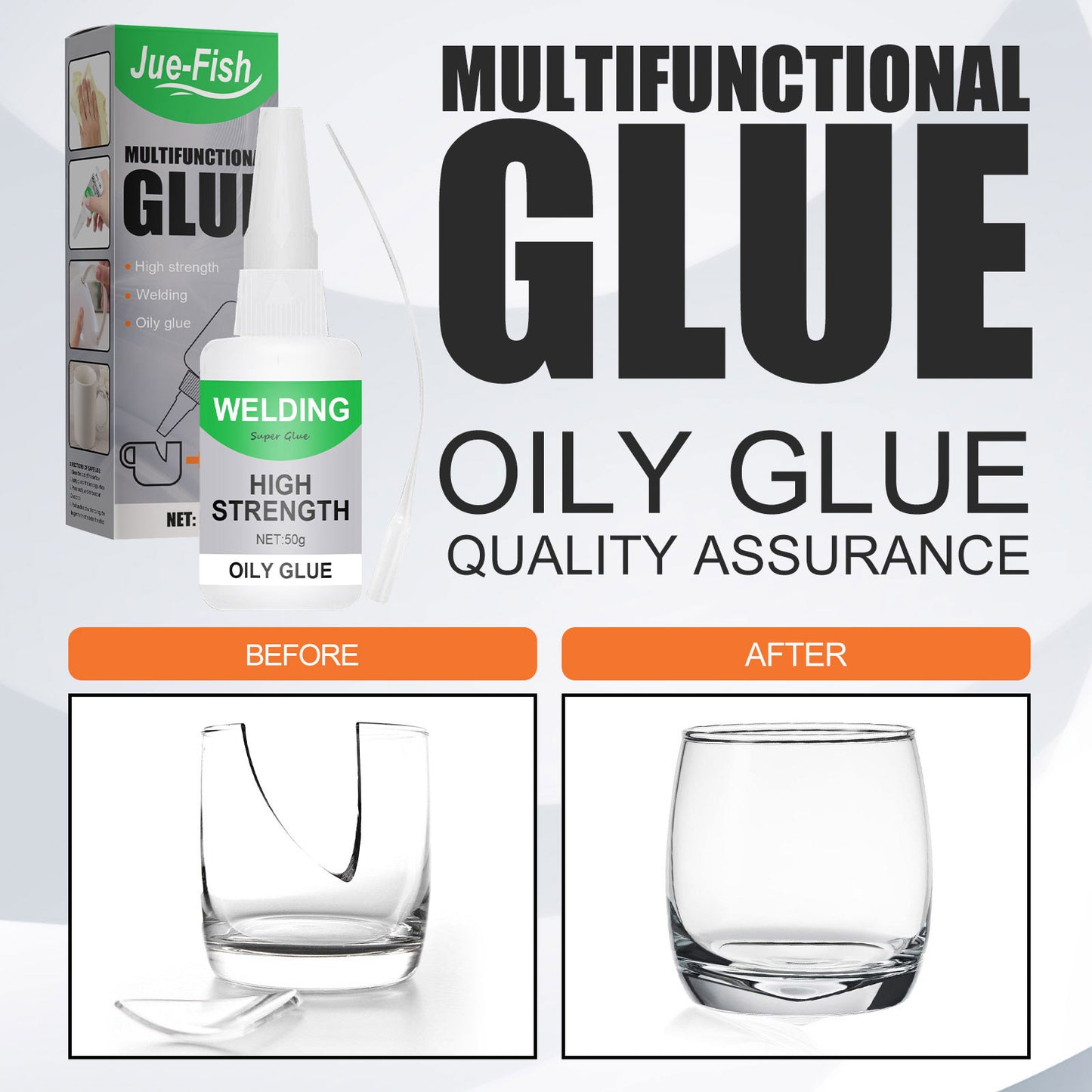 Jue-Fish Multi-Functional Ceramic Waterproof Transparent Glue, Glass Wood Special Quick-Drying Glue Universal Glue