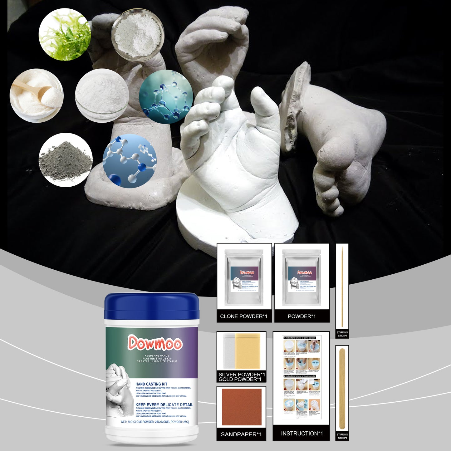 Hand Model Powder Set Model Diy Hand Souvenir 3d Clone Hand Model Toy Gift