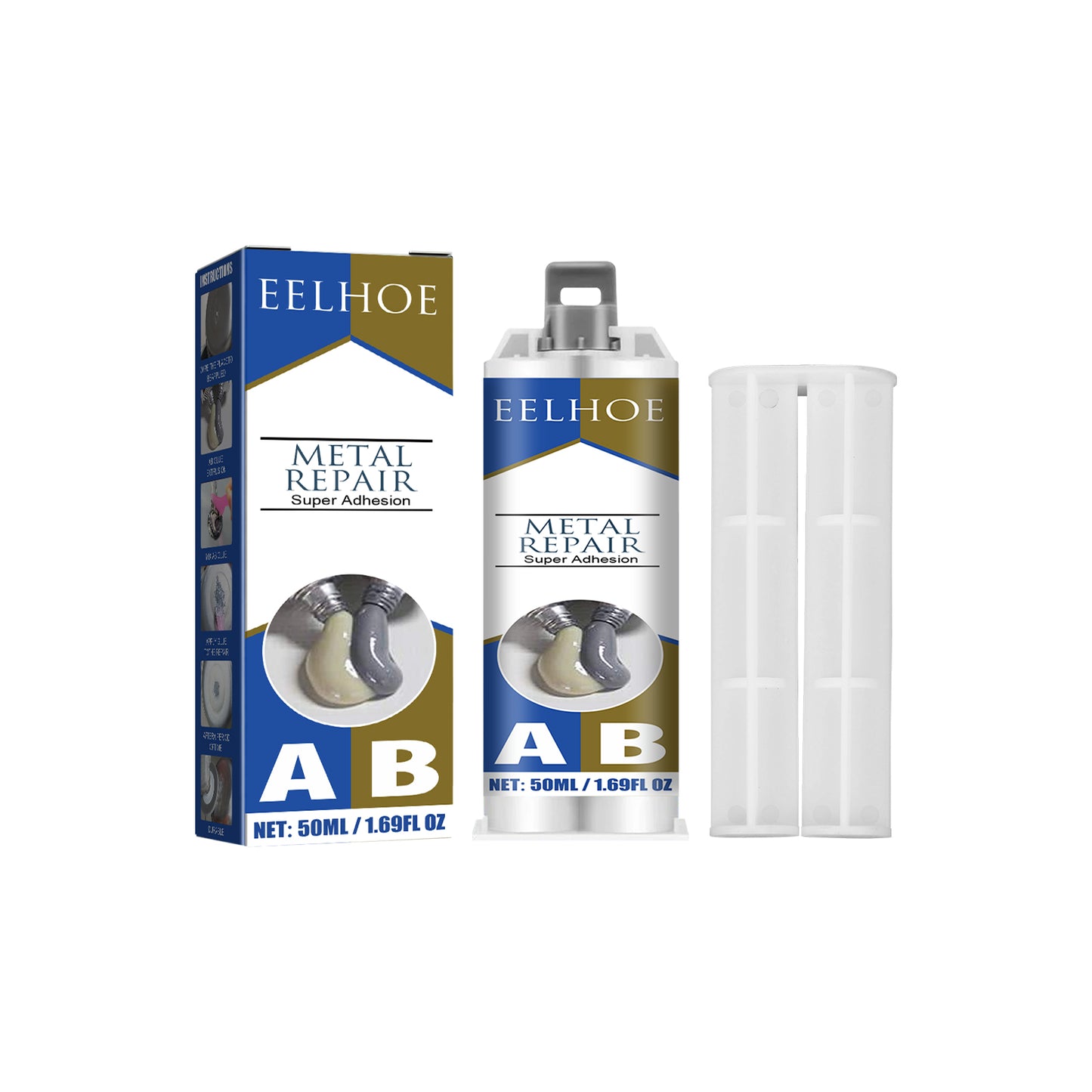 EELHOE Metal Ab Casting Adhesive (50ml)  Metal Repair Agent for Filling Cracks, Sealing Leaks, Quick-Drying Cracks and High-Temperature Resistant Welding
