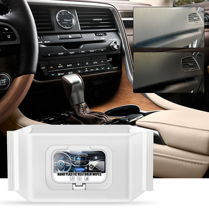 Nano Plastic Restorer Wipes, Seat Upholstery Clean Refurbishment Quick Decontamination Wash Free Car Wipes