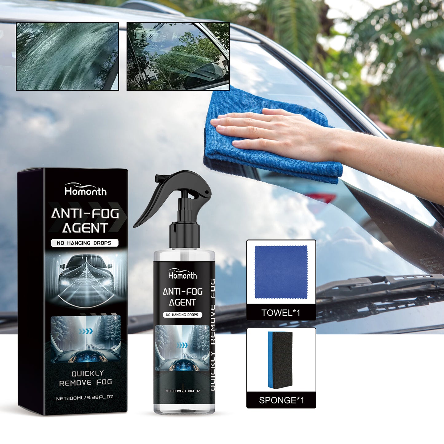 Automotive Anti-Fogging Agent Automotive Glass Cleaning, Anti-Rain, Anti-Fog, Cleaning And Hydrophobic Multi-Purpose Spray