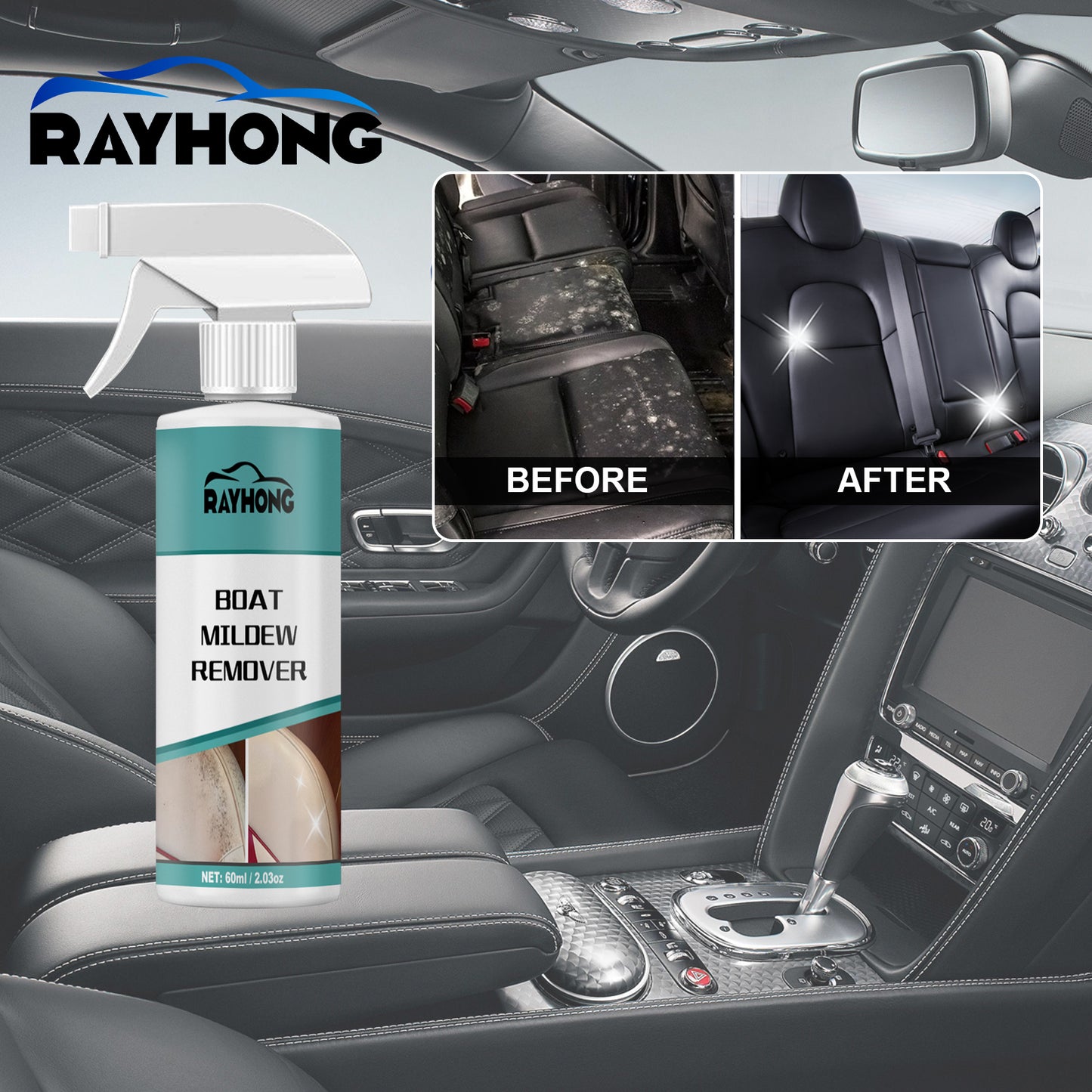 Boat Mildew Remover, Interior Ceiling Fabric Leather Seat Mildew Removing Mildew Spot Cleaning And Maintenance Agent