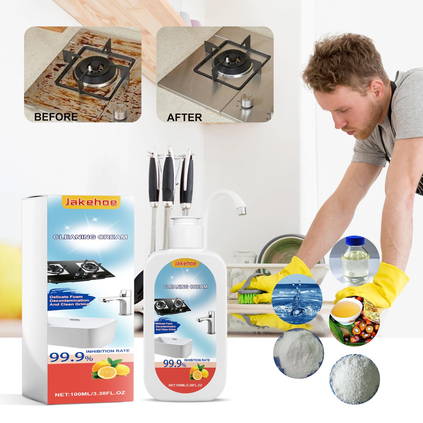 Multi-Surface Cleanser, Kitchen Utensils Heavy Oil Wash Sink Stains Strong Efficient Cleaning Milk