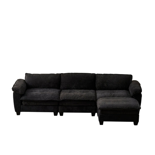 Living Room Furniture Sofa Luxury Couch with Ottoman Soft Chenille