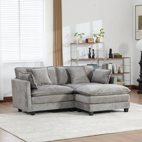 Cloud Sofa Modern Sectional Couch, Double Layer Upholstered Chenille