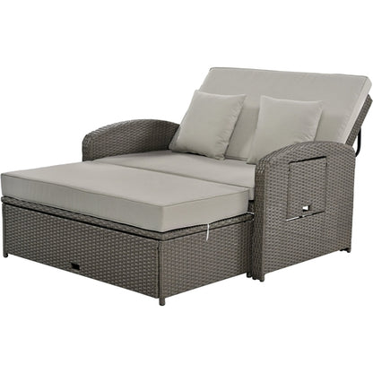 Outdoor Chaise Lounge Rattan White with Adjustable Design for Patio,