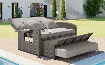 Outdoor Chaise Lounge Rattan White with Adjustable Design for Patio,