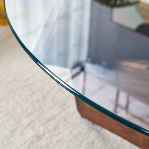 Modern Round Glass Coffee Table – 33.4" Tempered Glass Top with MDF