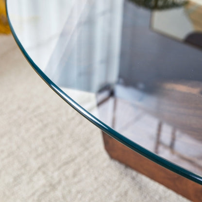 Modern Round Glass Coffee Table – 33.4" Tempered Glass Top with MDF