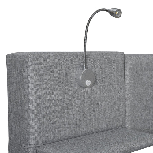 Queen Size Upholstered Platform Bed with Reading Lights, Drawers,