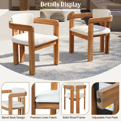 5-Piece Outdoor Acacia Wood Round Dining Set, Solid Wood Patio Table
