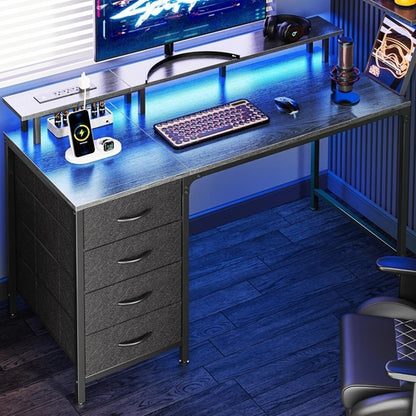 47 Inch Computer Desk With LED Lights For Home Office