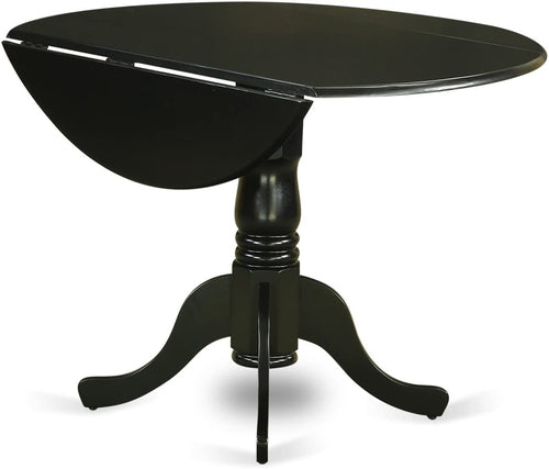 5-Piece Drop Leaf Dining Table Set Black Faux Leather
