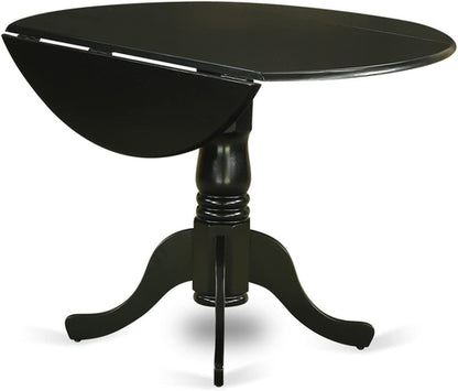5-Piece Drop Leaf Dining Table Set Black Faux Leather
