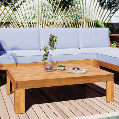 Outdoor Backyard Patio Wood 5-Piece Sectional Sofa Seating Group Set