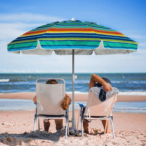 6.5Ft Durable Beach Umbrella With Sand Anchor UV Protected