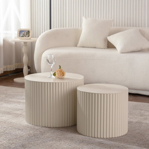 Round Wood Coffee Table for Living Room for Small Space Apartment and