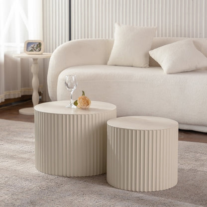 Round Wood Coffee Table for Living Room for Small Space Apartment and