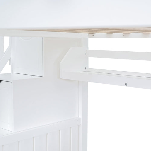 Full-Over-Full Castle Style Bunk Bed with 2 Drawers, 3 Shelves and