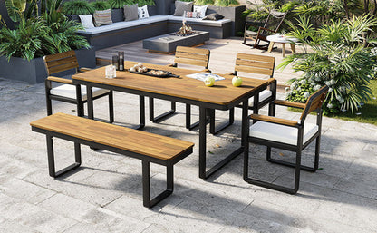 6-Piece Outdoor Dining Set, Acacia Wood, 1 Table with 4 Chairs & 1