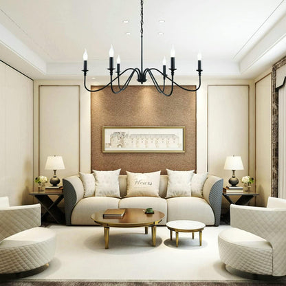 Chandelier 6 Light Black Hanging Fixture For Dining Room