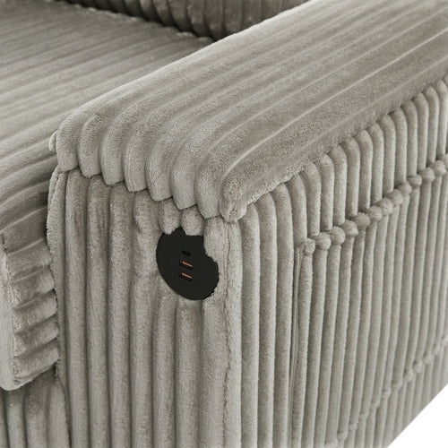 Modern 4-Seater Corduroy Sofa Couch with USB Ports, Hidden Storage and