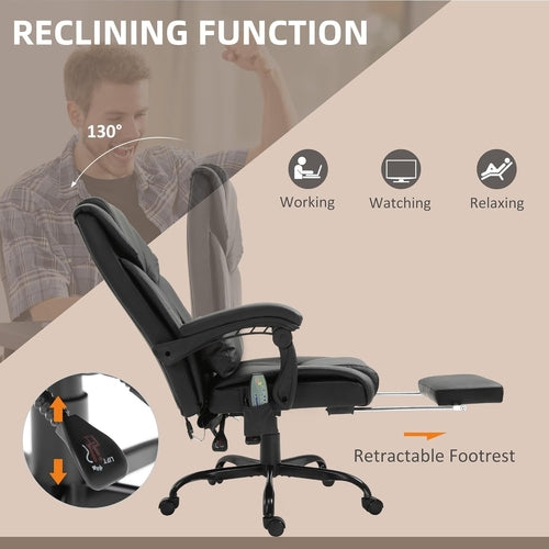 High Back Massage Office Chair With 6 Vibration Points And Footrest