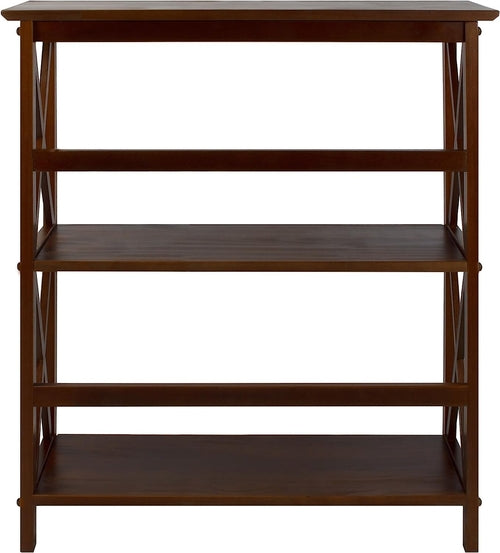 Shelf Bookcase With X Design Three Shelf Storage For Books