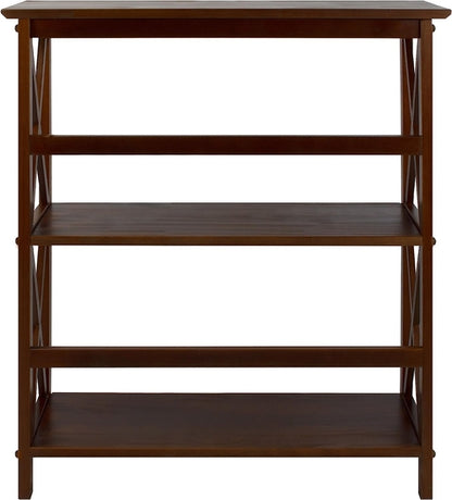 Shelf Bookcase With X Design Three Shelf Storage For Books