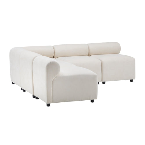 Modular Chenille Sectional Sofa – Modern Curved Upholstered Couch for