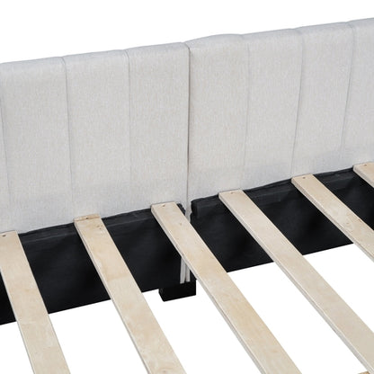 Upholstered Daybed with 2 Storage Drawers Sofa Bed Frame, Linen Fabric