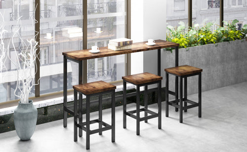 Counter Height Extra Long Dining Table Set with 3 Stools Pub Kitchen