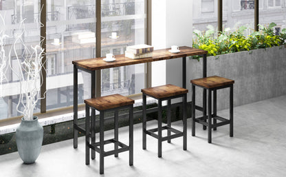 Counter Height Extra Long Dining Table Set with 3 Stools Pub Kitchen