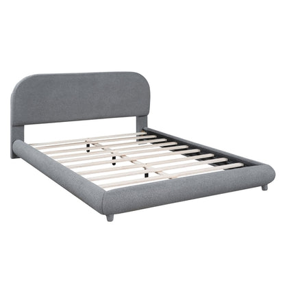 Teddy Fleece Upholstered Platform Bed with Thick Fabric, Solid Frame
