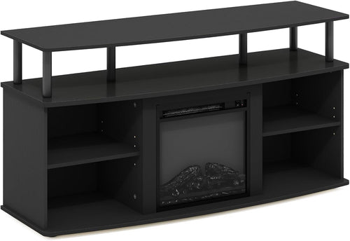 Jensen Open Shelving TV Entertainment Center With Electric Fireplace