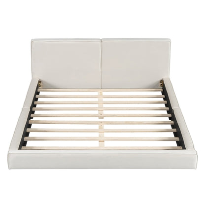 Queen Size Upholstered Platform Bed with Velvet Fabric, Grounded Bed