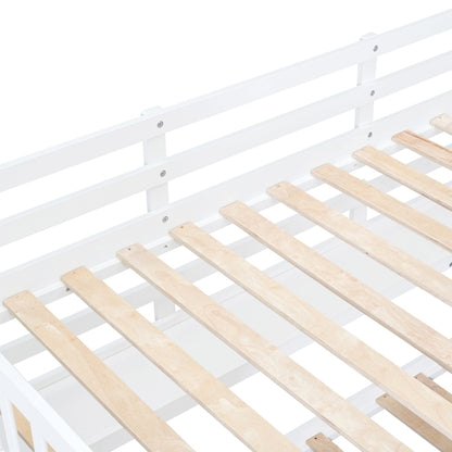 Full-Over-Full Castle Style Bunk Bed with 2 Drawers, 3 Shelves and
