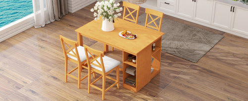 60'Lx30'W Solid Wood Farmhouse Counter Height Dining Table Set with
