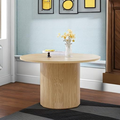 Round Dining Table for 4, Modern Farmhouse Kitchen Table, 47 Inch