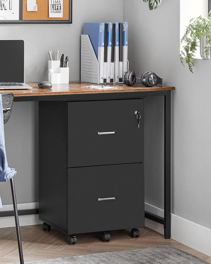 Two Drawer File Cabinet For Home Office A4 Size Black Honey Finish