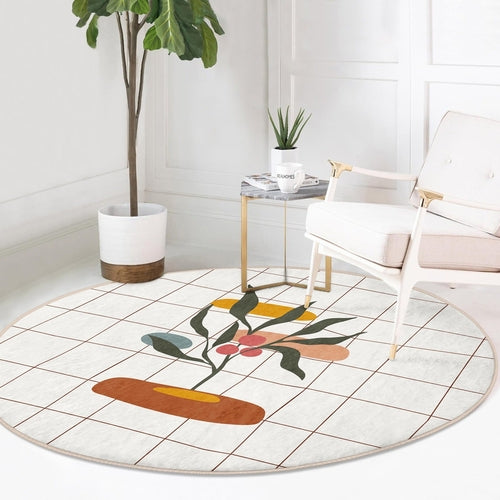 Abstract Round Rug, Living Room Area Rug, Minimalist Home Decor Floor