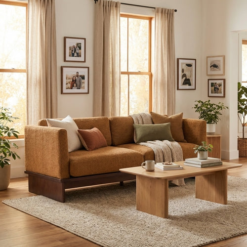 77" Modern Boucle Sofa – 3-Seater Upholstered Couch with Solid Wood